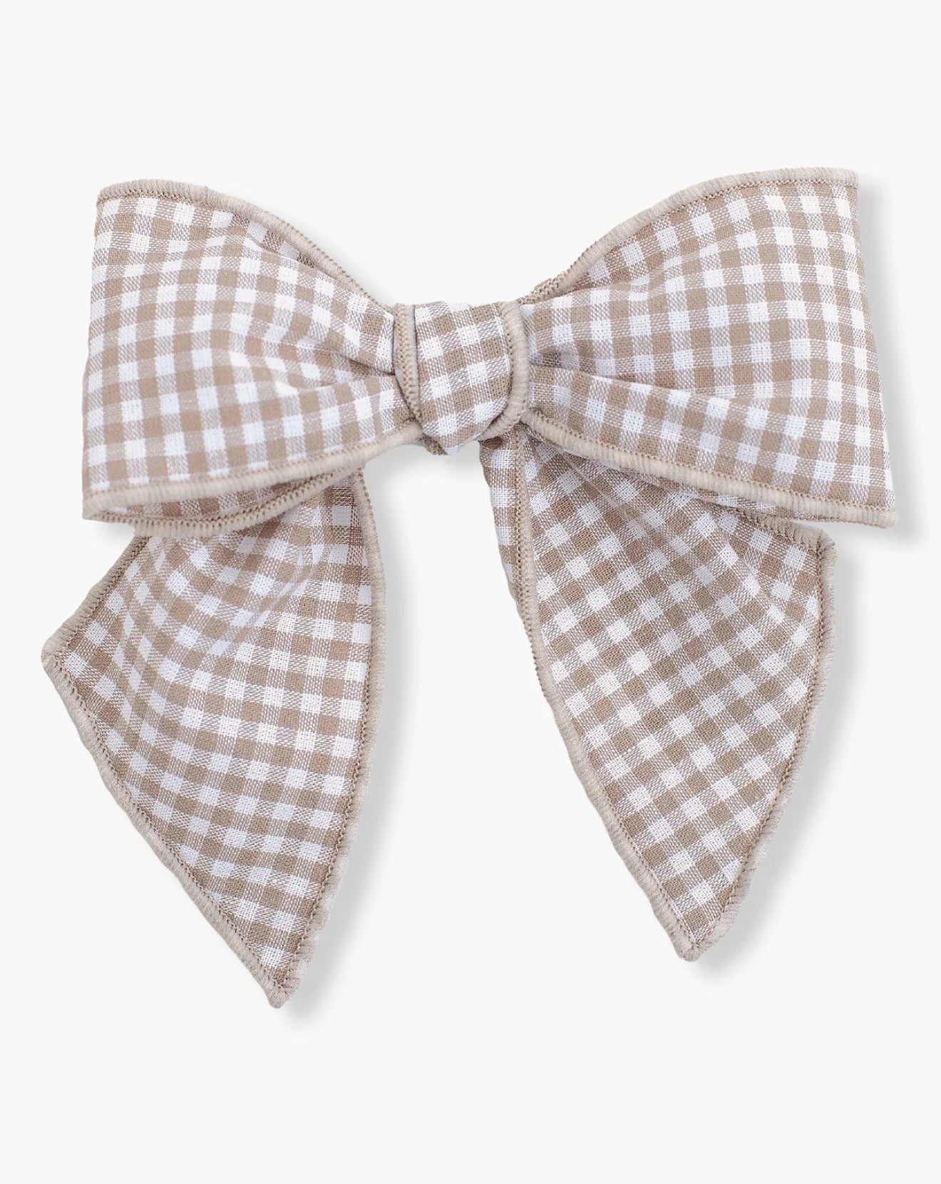 Gancho para cabelo c/ laço aos quadros bege e branco