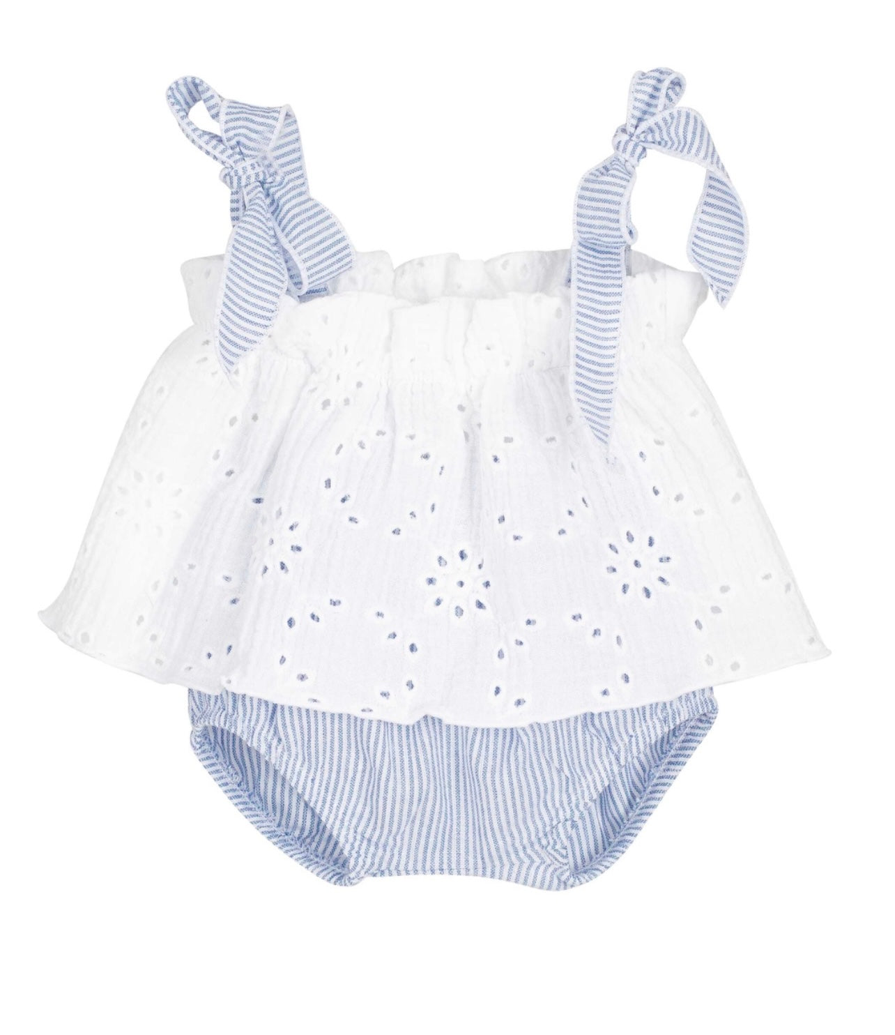 Conjunto em algodão bordado inglês