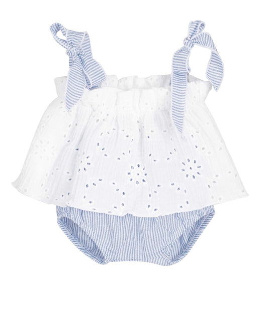 Conjunto em algodão bordado inglês